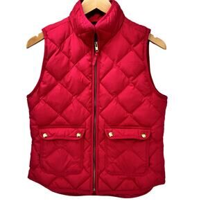 J Crew Puffer Jacket Womens Petite Small PS Pink Down Filled Full Zip Quilted
